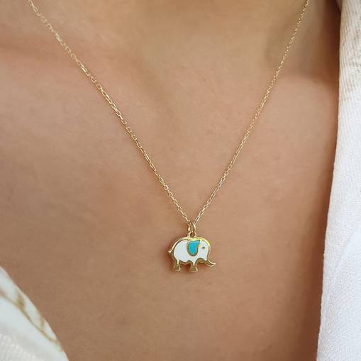 14k Altın Fil Figürlü Kolye - 1