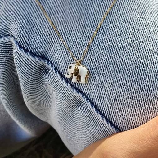 14k Altın Fil Figürlü Kolye - 1