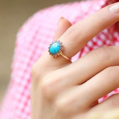 14k Altın Firuze Taşlı Yüzük - ENGİNGOLD İZM