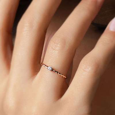 14k Altın Forte Mini Burgu Yüzük - 4