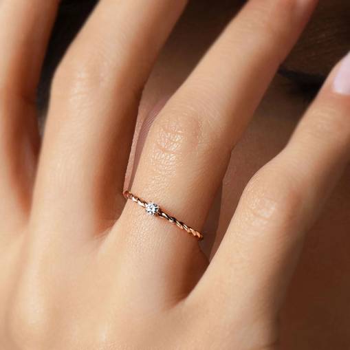 14k Altın Forte Mini Burgu Yüzük - 4