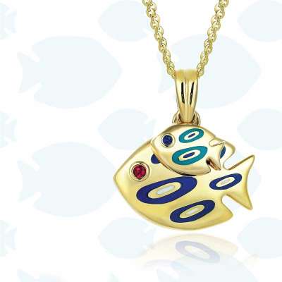 14k Altın Fortuna Anne Bebek Balık Kolye - 2