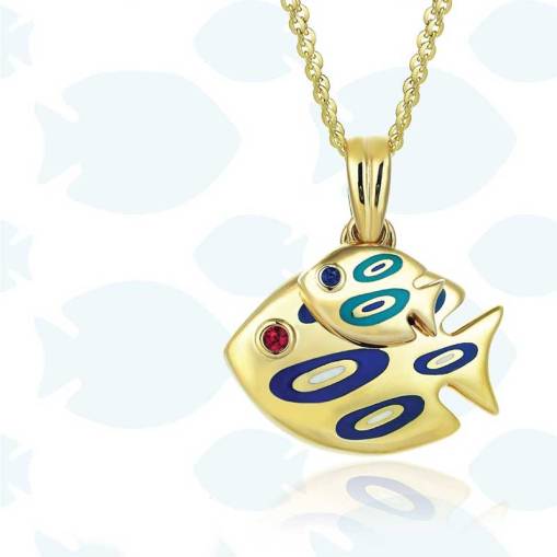 14k Altın Fortuna Anne Bebek Balık Kolye - 2