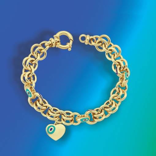 14k Altın Fortuna Nazar Halka Bileklik - 2