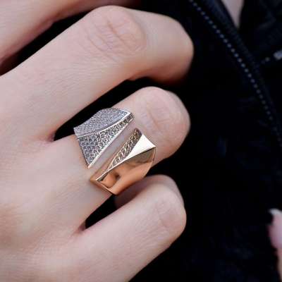 14k Altın Geometrik Yüzük - ENGİNGOLD ORLV