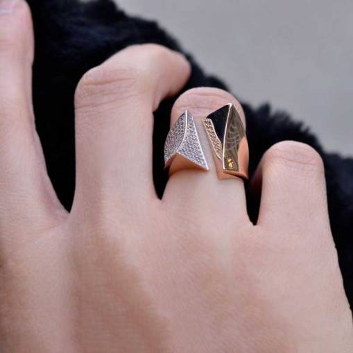 14k Altın Geometrik Yüzük - 2