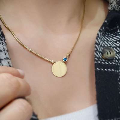 14k Altın Göz Boncuk Plaka Kolye - 3