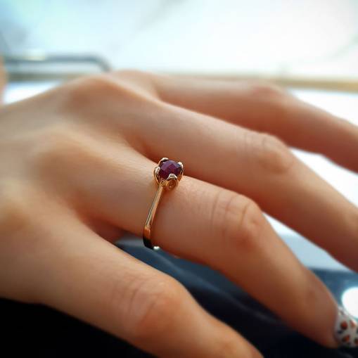 14k Altın Granat Lal Taşlı Yüzük - 1