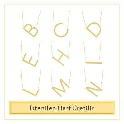 14K Altın Harf Kolye - Thumbnail