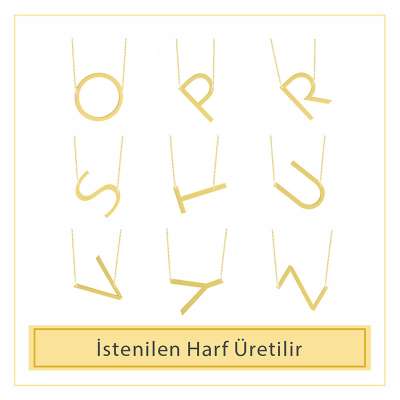 14K Altın Harf Kolye - Thumbnail