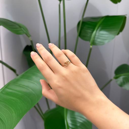 14k Altın İkili Kalp Yüzük - 2