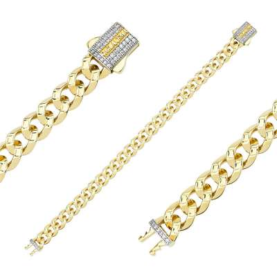 14k Altın Kalemli Gurmet Zincir Bileklik 9mm - 2