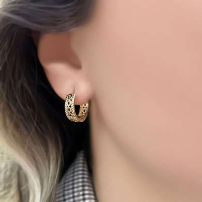 14k Altın Kalemli Halka Küpe - ENGİNGOLD RZG