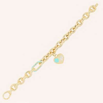 14k Altın Kalpli Cetaş Eterna Bileklik - ENGİNGOLD CETAŞ