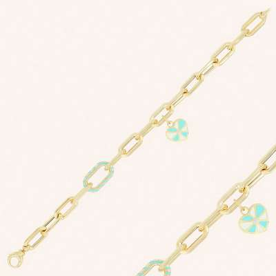 14k Altın Kalpli Cetaş Eterna Bileklik - ENGİNGOLD CETAŞ