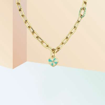 14k Altın Kalpli Cetaş Eterna Kolye - 1