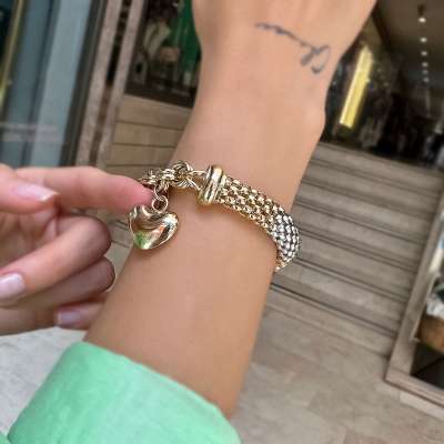 14k Altın Kalpli Cetaş Eterna Sevgi Bileklik - ENGİNGOLD CETAŞ