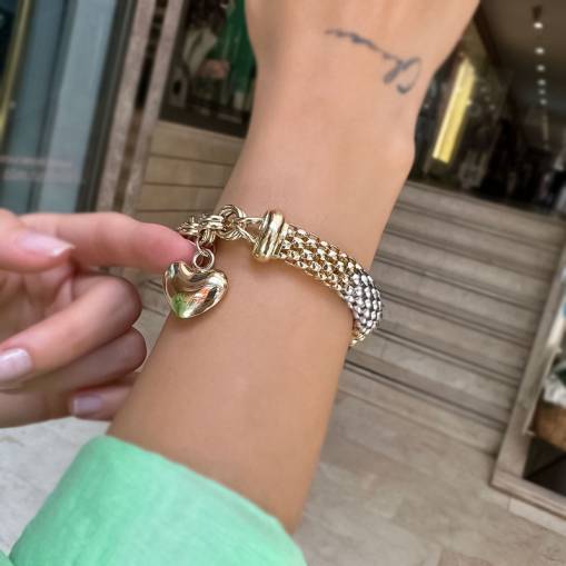 14k Altın Kalpli Cetaş Eterna Sevgi Bileklik - 1