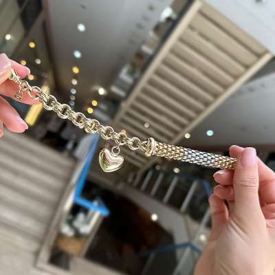 14k Altın Kalpli Cetaş Eterna Sevgi Bileklik - 3