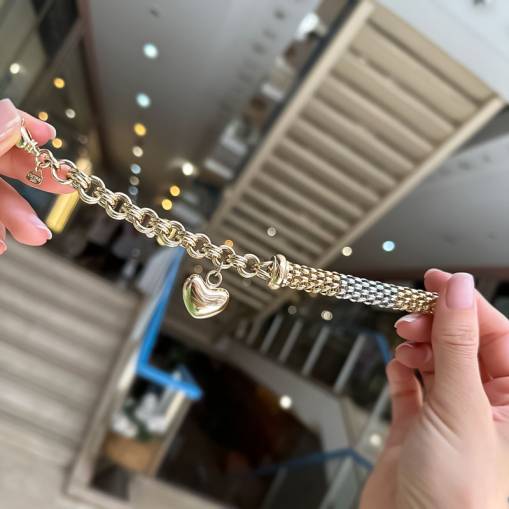 14k Altın Kalpli Cetaş Eterna Sevgi Bileklik - 3