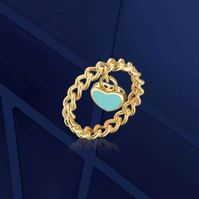 14k Altın Kalpli Cetaş Halka Yüzük - ENGİNGOLD CETAŞ