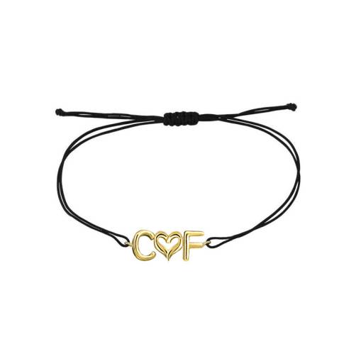 14k Altın Kalpli Çift Harf İpli Bileklik - 1