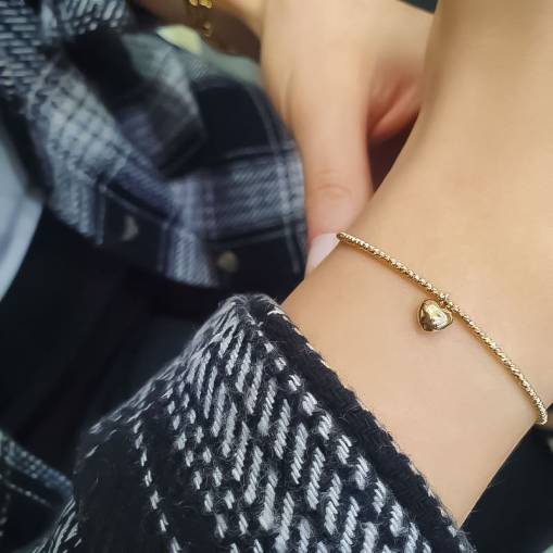 14k Altın Kalpli Dorika Bileklik - 1