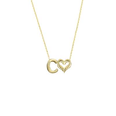 14k Altın Kalpli Harf Kolye - 2