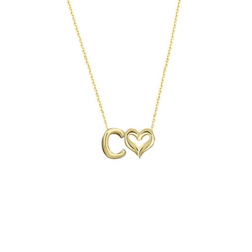 14k Altın Kalpli Harf Kolye - 2