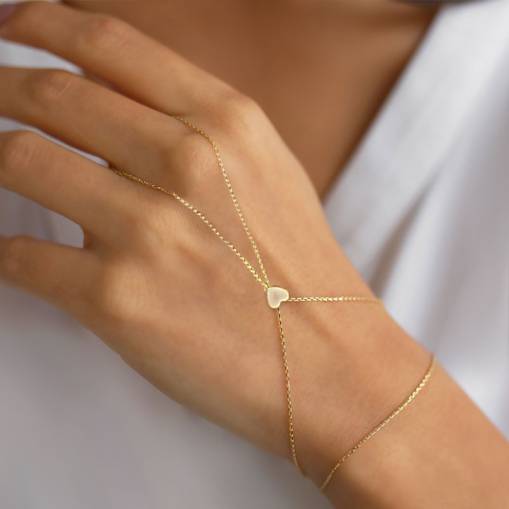 14k Altın Kalpli Şahmeran Bileklik - 1