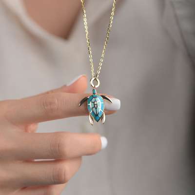 14k Altın Kaplumbağa Model Kolye - ENGİNGOLD AST