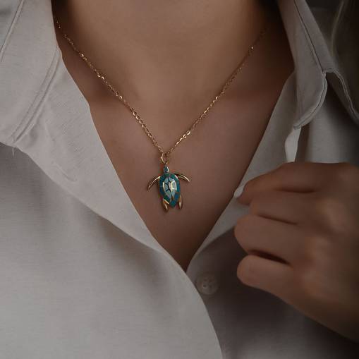 14k Altın Kaplumbağa Model Kolye - 2