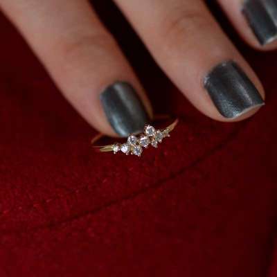 14k Altın Kar Tanesi Sırataşlı Yüzük - 1