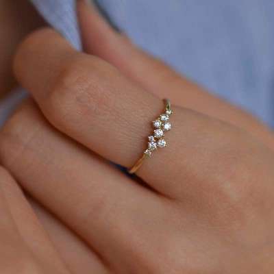 14k Altın Kar Tanesi Sırataşlı Yüzük - 2