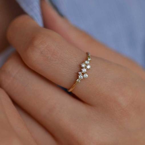 14k Altın Kar Tanesi Sırataşlı Yüzük - 2