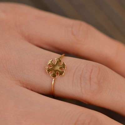 14k Altın Kar Tanesi Yüzük - 3