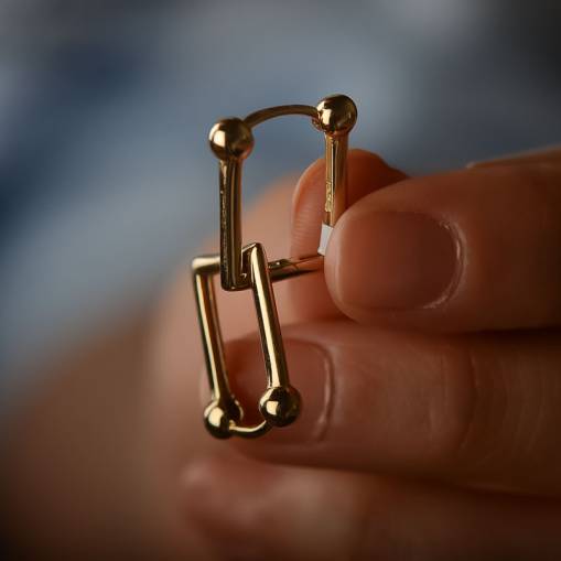 14k Altın Kare Pencere Küpe - 1