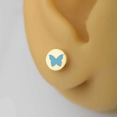 14K Altın Kelebek Çocuk Küpe - 2