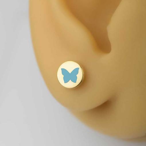 14K Altın Kelebek Çocuk Küpe - 2