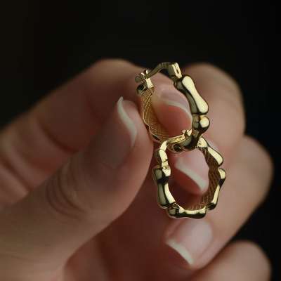 14k Altın Kemik Model Halka Küpe - 1