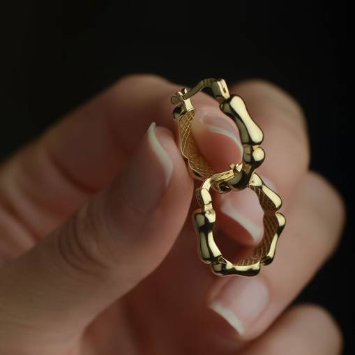 14k Altın Kemik Model Halka Küpe - 1