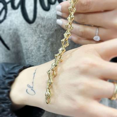 14k Altın Kemik Model Zincir Bileklik - 2