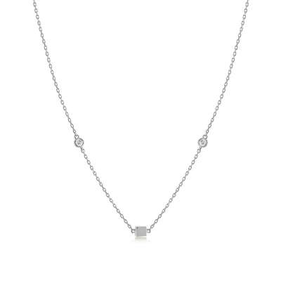 14k Altın Küp Detaylı Taşlı Kolye - 3