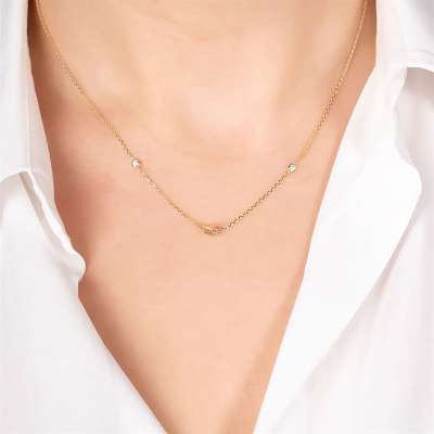 14k Altın Küp Detaylı Taşlı Kolye - 5