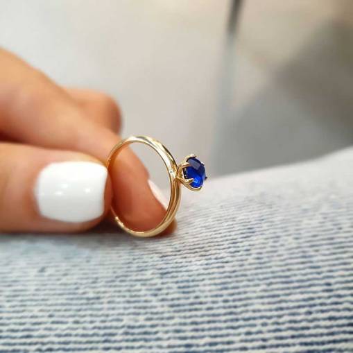 14k Altın London Blue Topaz Taşlı Yüzük - 1