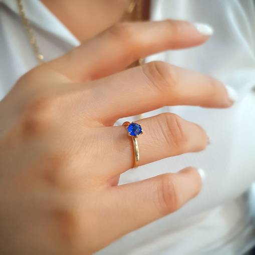 14k Altın London Blue Topaz Taşlı Yüzük - 2