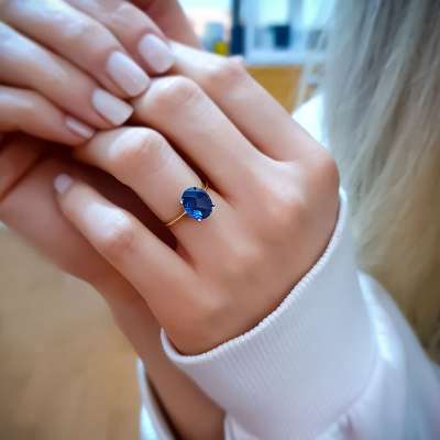 14k Altın London Mavi Topaz Taşlı Yüzük - 1