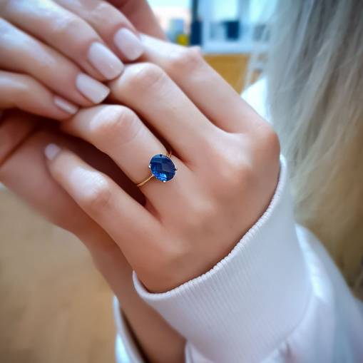 14k Altın London Mavi Topaz Taşlı Yüzük - 1