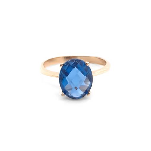 14k Altın London Mavi Topaz Taşlı Yüzük - 3