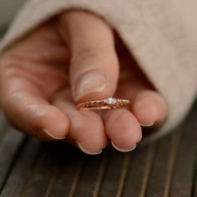 14k Altın Markiz Taşlı Burgu Yüzük - 2